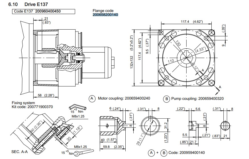 Bucher UP100 AC Motor Flange 2.2Kw-4Kw E137
