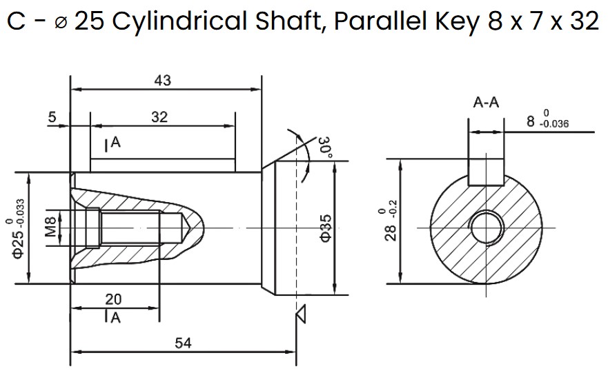 Flowfit Hydraulic Motor 51,2 cc/rev, 25mm Shaft, 4 Hole Magneto Mount, High Pressure Seal