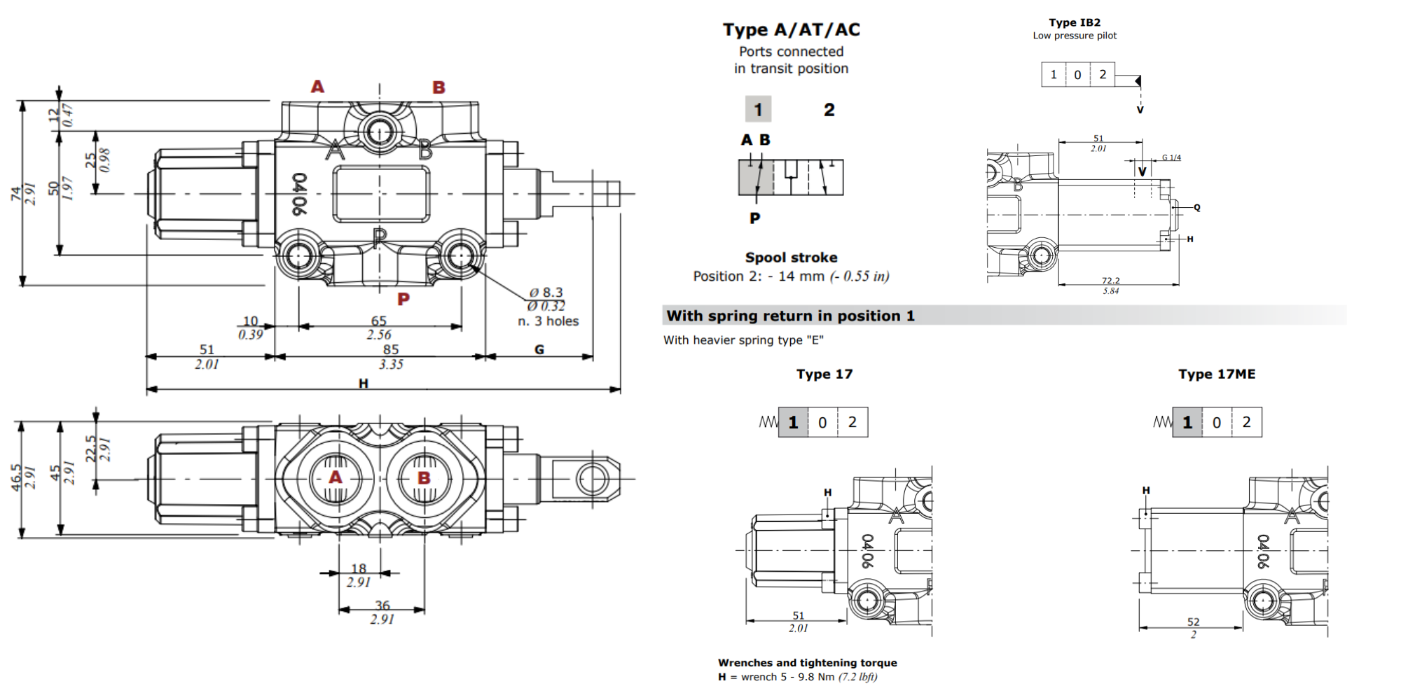 Walvoil, DF10/3A17MEIB2, 3 Ways, 1/2", Open, Heavier Spring Return, Low Pressure Pilot, Manual Spool Diverter Valve Featured Deal Walvoil, DF10/3A17MEIB2, 3 Ways, 1/2", Open, Heavier Spring Return, Low Pressure Pilot, Manual Spool Diverter Valve Featured Deal