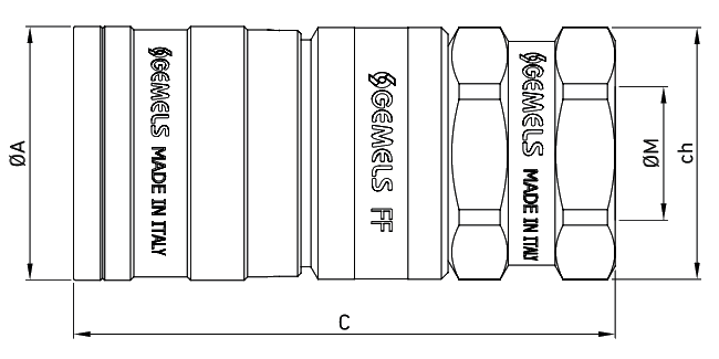 Gemels ISO 16028 stainless steel flat face hydraulic quick release coupling dimensions