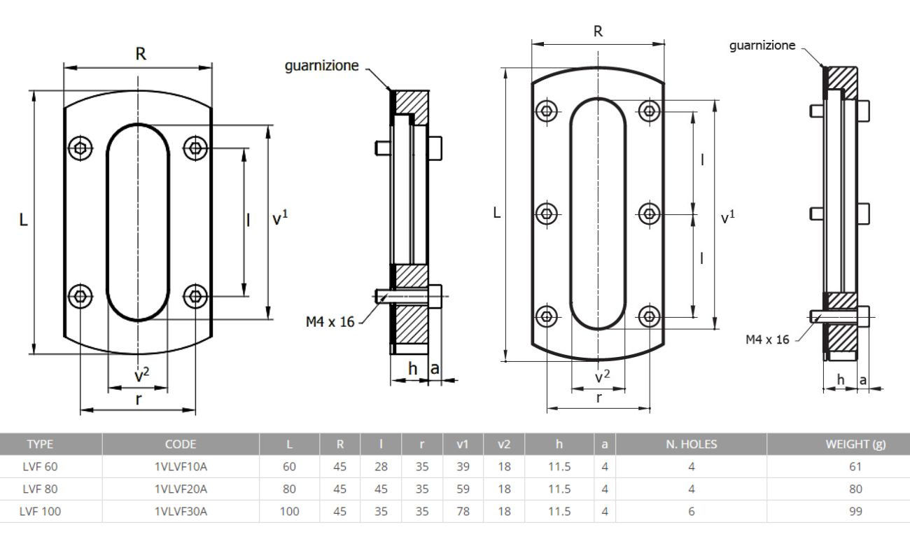 Flanged vertical level indicator, 60mm, LVF1 60