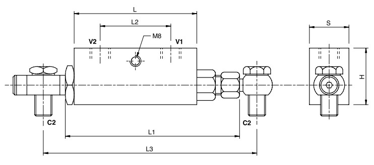 Hydraulic Double Pilot Operated Check Valve 3/8 With Adjustable Banjo Union, VBPDE 3/8 L SC