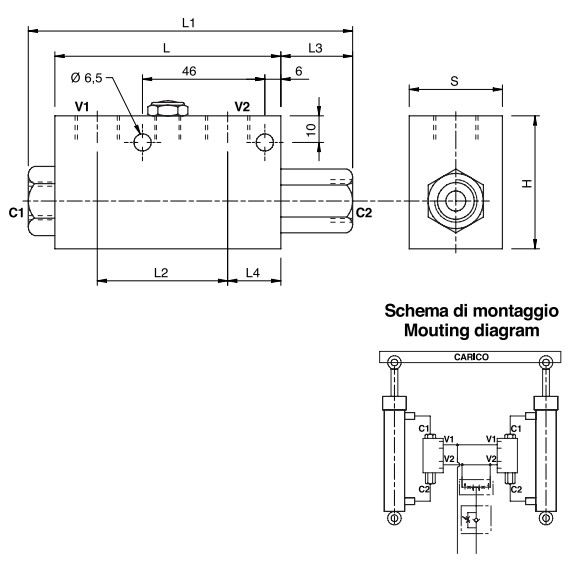 Hydraulic Single Pilot Operated Check Valve 3/8 with Separate Pilot, VBPSE 3/8 PS