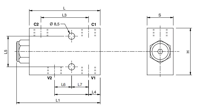 Hydraulic Single Pilot Operated Check Valve Type A, VBPSE 1/4 A