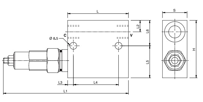 Hydraulic Sequence Valve Primary Pressure Compensation 80-300 Bar,3/8 VSQAPP, Standard