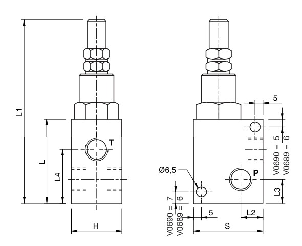 Hydraulic Light Weight Relief Valve, VMP 1/4 L, 80-300 Bar, Standard