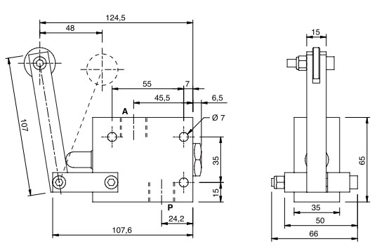 Hydraulic End Of Stroke Valve With Cam, Normally Closed, V-FCC 1/2 NC