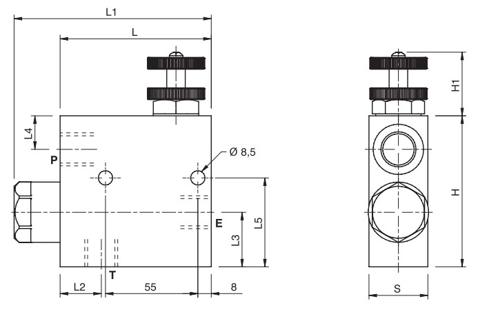 Hydraulic 3 Way Flow Control Valve With Excess To Tank, RFP3 3/8