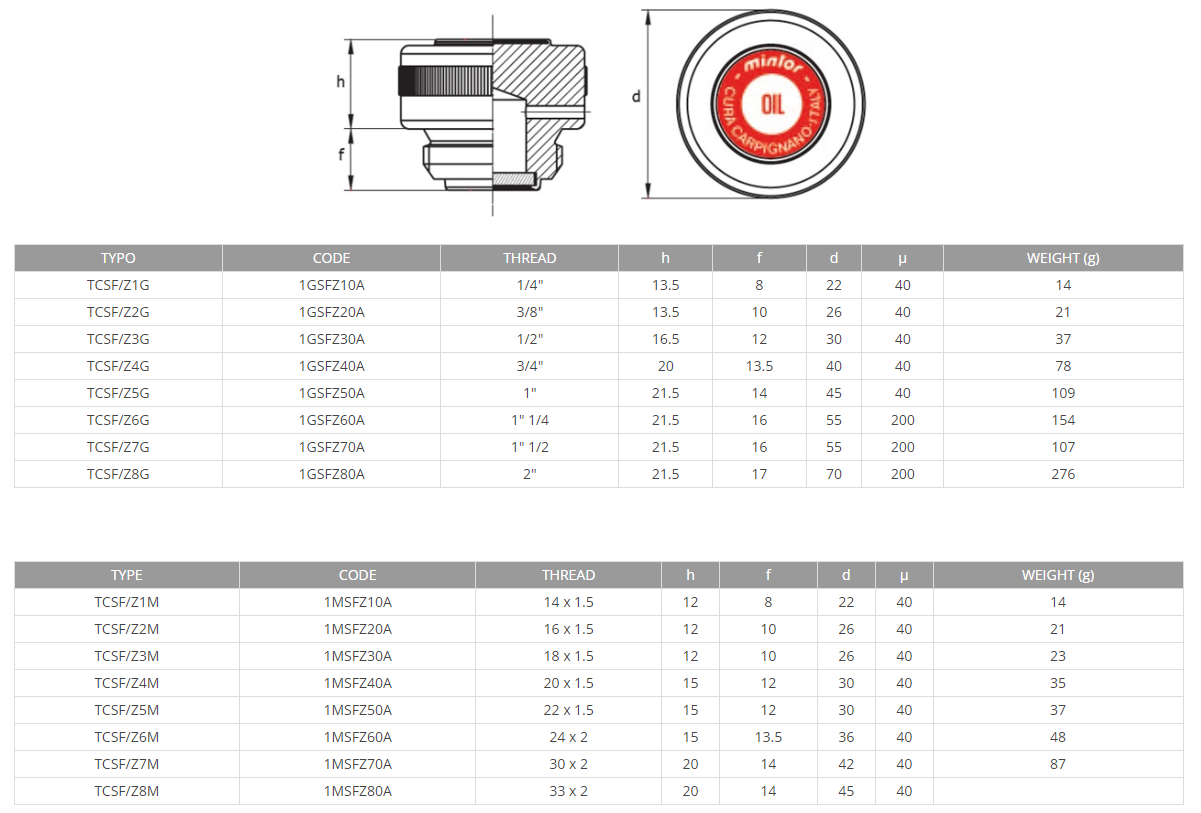 Hydraulic filling plug and breather, 1 BSP, TCSF/Z5G