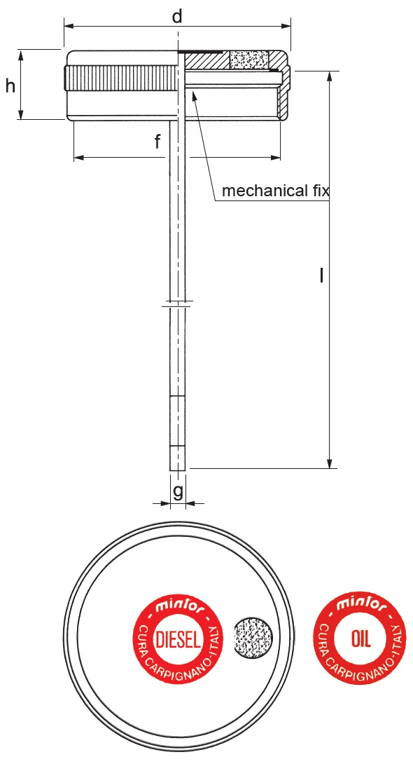 Hydraulic plug with Female thread, breather and dipstick, 1 BSP, for use with Oil