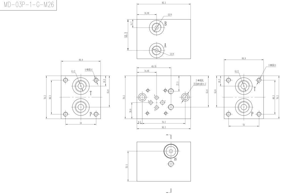 Flowfit cetop 3, 1 station steel manifold with relief valve cavity