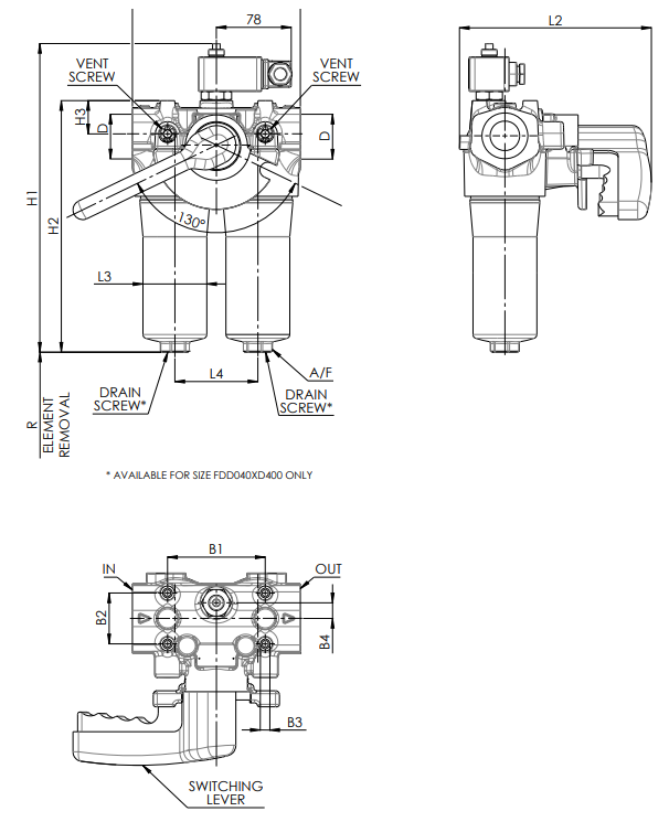 Filtrec FDD040 Duplex Low Pressure Filter, 6 Micron Fibreglass, 1 BSP