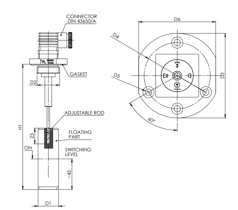 Filtrec FLA Series, Electromagnetic level switch, 500mm