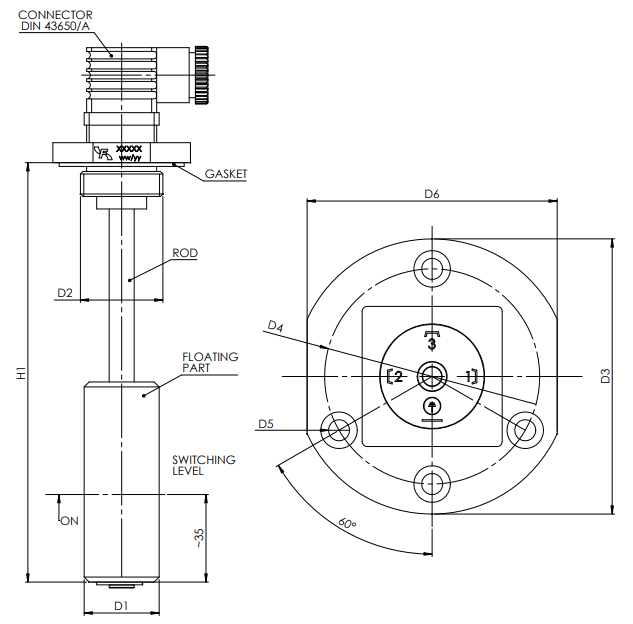 Filtrec FLT, Electromagnetic 400mm Open Level & 50°C Temperature Switch, FLT400A50A