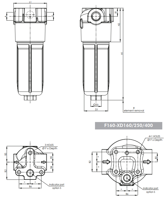 Filtrec Hydraulic F160 In Line High Pressure Filter, 6 Micron, 1/2 BSP, 46 L/min