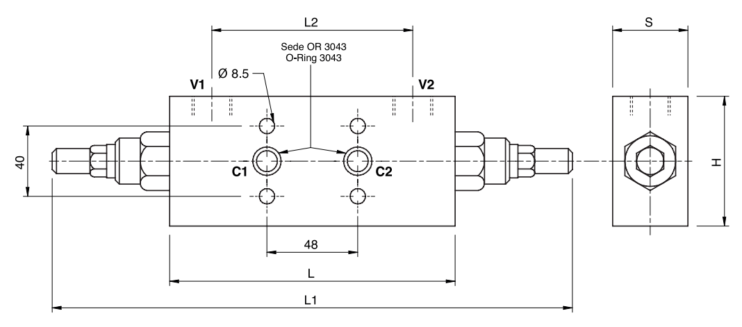 Hydraulic Double Overcentre Valve Flangeable, VBCD 3/8 DE FL