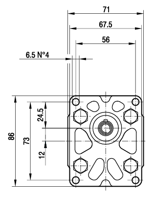 OMT LMH Bell Housing & Drive Coupling, Group 1 Marzocchi Gear Pump, 3-5.5HP, 19.05mm Engine Shaft 4.78mm Key