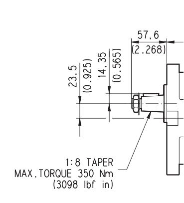 Casappa Cast Iron Hydraulic Gear Motor, Group 3, 43cc, Anti-Clockwise, 1:8 Tapered Shaft, 4 Bolt European Flange, Elbow Ports