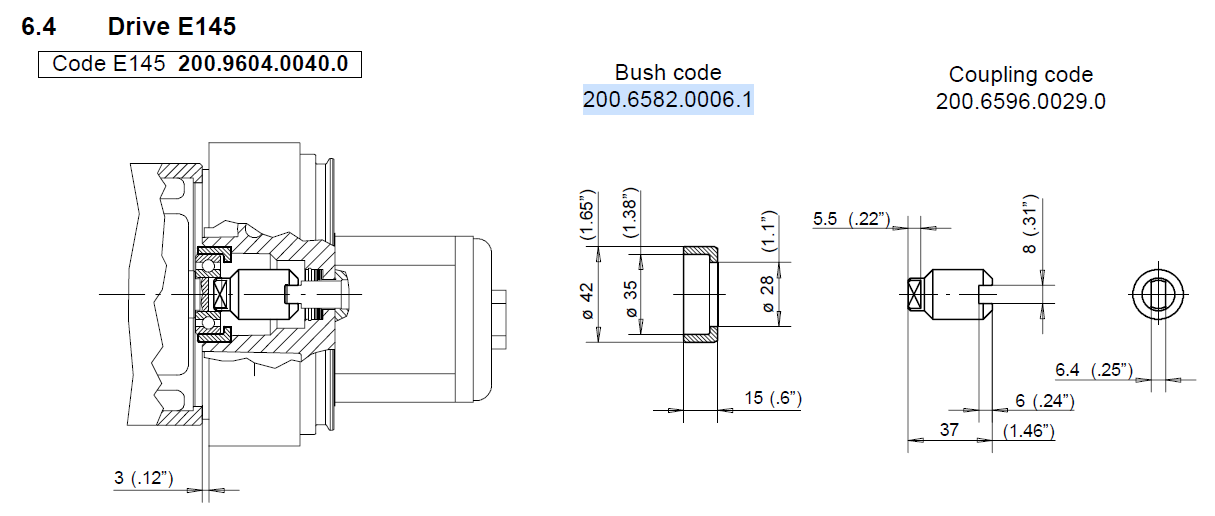 Bucher UP100 DC Motor Plastic Bush E145