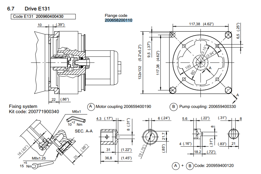 Bucher UP100 AC Motor Flange 0.55Kw-0.75Kw E131