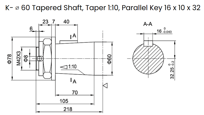 Hydraulic motor 399,7 cc/rev 4-hole, 60mm Tapered Shaft, 1:10 Wheel Mount