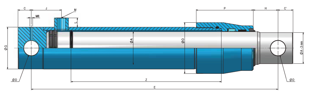 Hydraulic S/Acting Cylinder/Ram 60Rod 200Stroke 360Closed Displacement 660/2