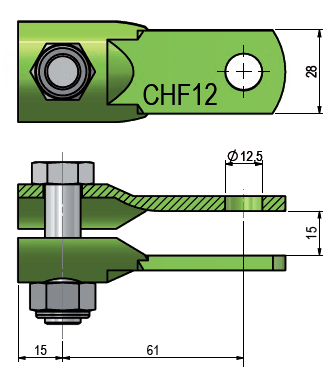 Optional Yoke / Female Clevis for 2550100RN Brake Ram Ø12.5mm