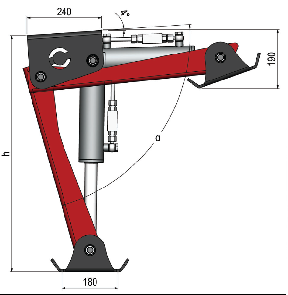 Folding Hydraulic Crutch/Jack Leg With Cylinder Piston - 80mm
