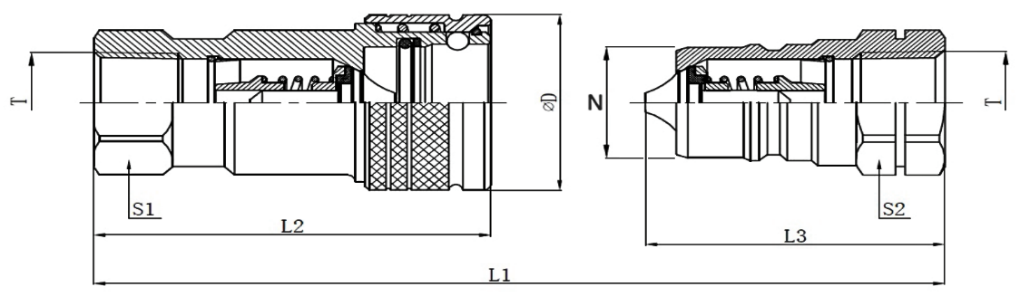 Hydraulic ISO A quick release coupling set 3/8 BSP