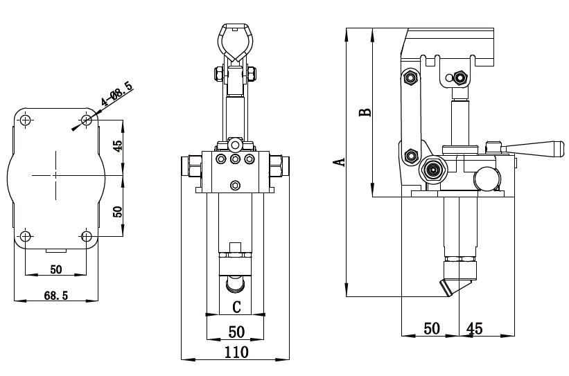 Double acting hydraulic hand pump dimensions