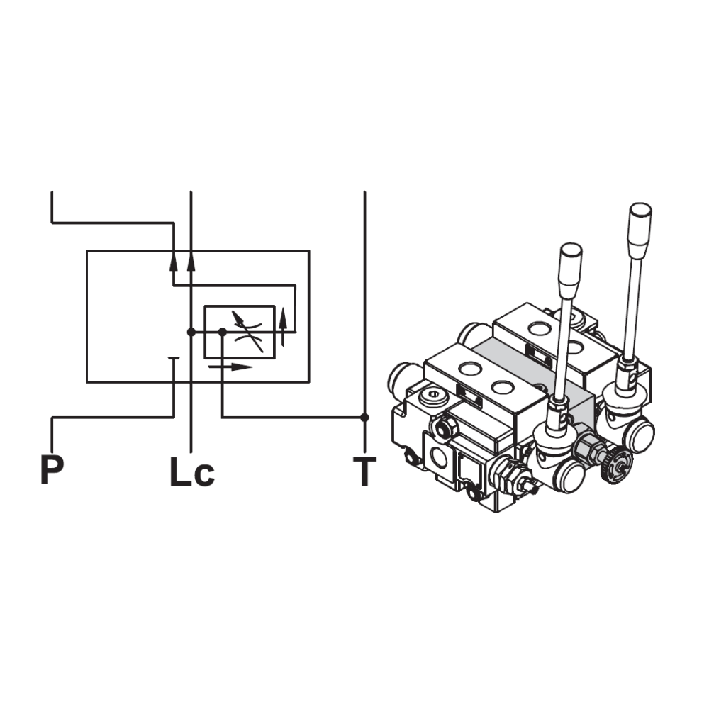 Q80 Pressure Compensated Flow Control Intermediate Section LC Thro' Line Open