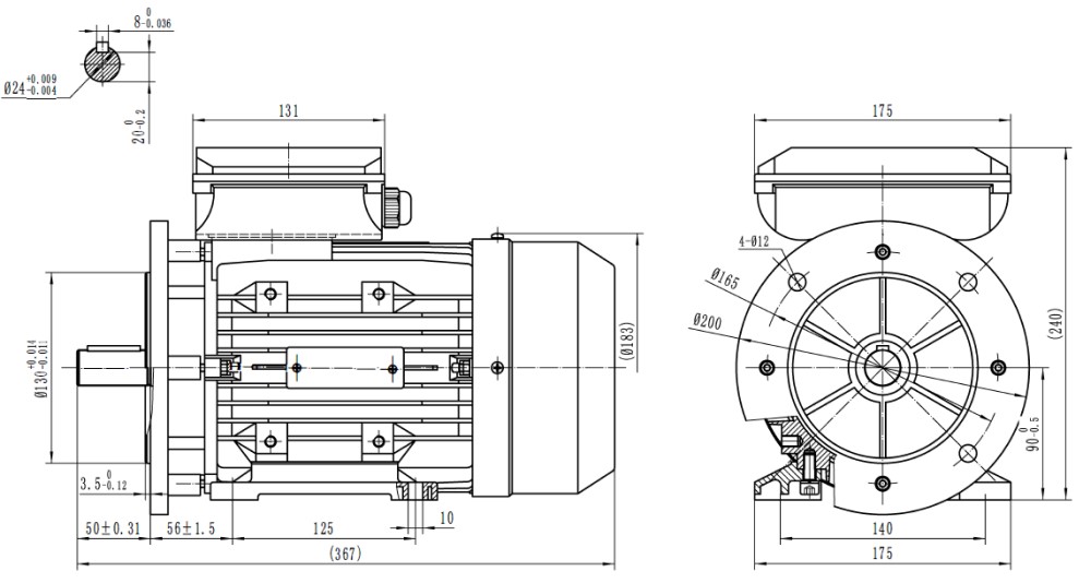 Single Phase 230v Electric Motor, 2.2Kw 2 pole 2850rpm with flange and foot mount