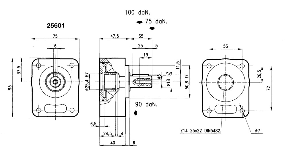 Pump bearing support for Group 1, 18mm Cylindrical shaft 6mm Key