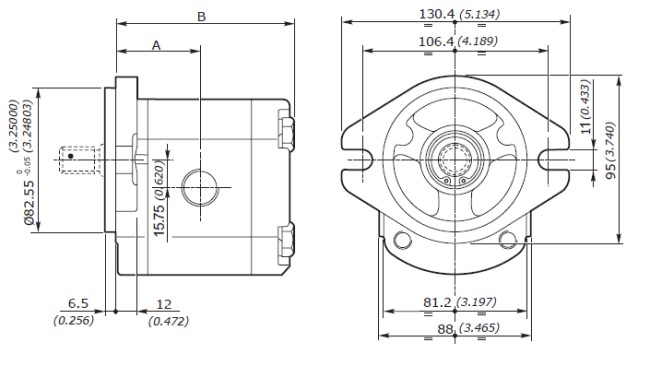 Galtech Hydraulic Gear Pump, Gp2, 4.0CC, Clockwise, 1/2" BSP Inlet, & Outlet, SAEA 2Bolt 9th Spline Galtech Hydraulic Gear Pump, Gp2, 4.0CC, Clockwise, 1/2" BSP Inlet, & Outlet, SAEA 2Bolt 9th Spline
