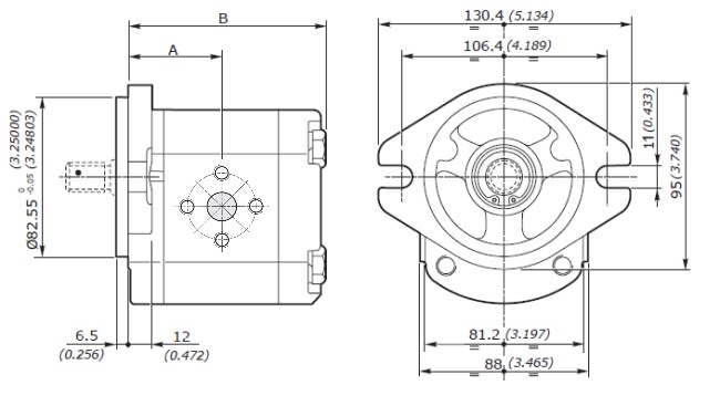 Galtech Hydraulic Gear Pump, Gp2, 4.0CC, Clockwise, 30mm Inlet & 30mm Outlet Flanged Ports, SAEA 2Bolt 9th Spline Galtech Hydraulic Gear Pump, Gp2, 4.0CC, Clockwise, 30mm Inlet & 30mm Outlet Flanged Ports, SAEA 2Bolt 9th Spline
