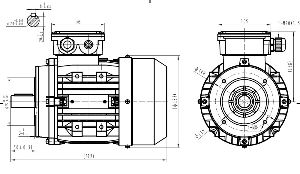 Three Phase 400v Electric Motor, 1.1Kw 4 pole 1440rpm with face mount IE3 Three Phase 400v Electric Motor, 1.1Kw 4 pole 1440rpm with face mount IE3