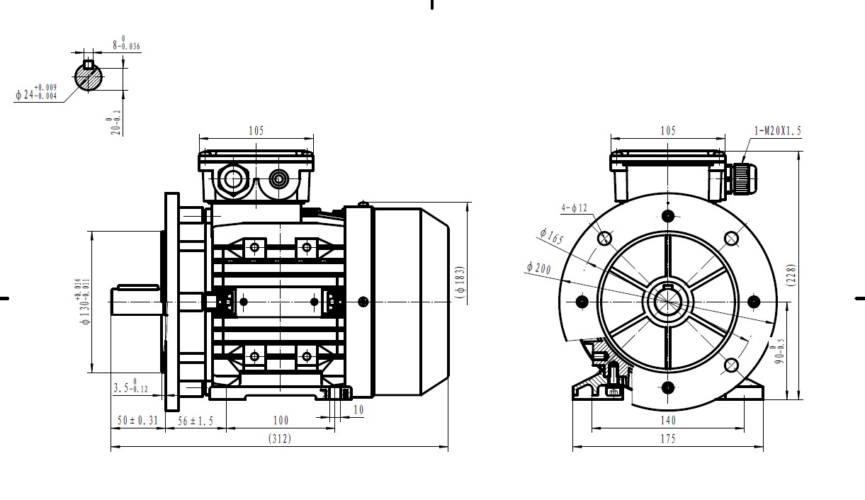 Three Phase 400v Electric Motor, 2.2Kw 2 pole 2910rpm with flange and foot mount IE3