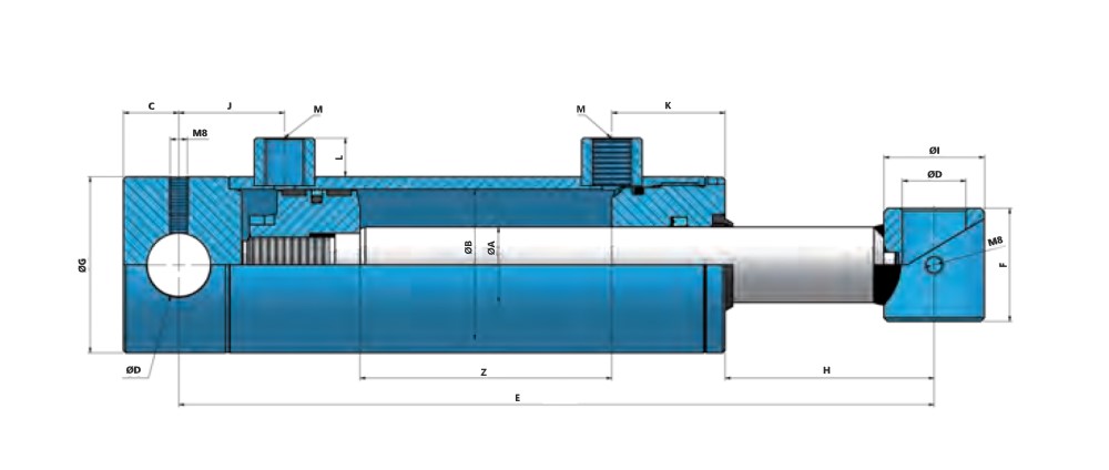Hydraulic D/Acting Cylinder/Ram 120Bore 70Rod 1000Stroke 1270Closed 707/10 Hydraulic D/Acting Cylinder/Ram 120Bore 70Rod 1000Stroke 1270Closed 707/10