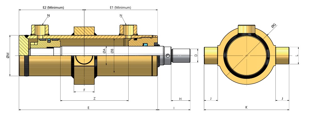TRUNNION MOUNT, THREADED ROD, DOUBLE ACTING HYDRAULIC CYLINDER TRUNNION MOUNT, THREADED ROD, DOUBLE ACTING HYDRAULIC CYLINDER