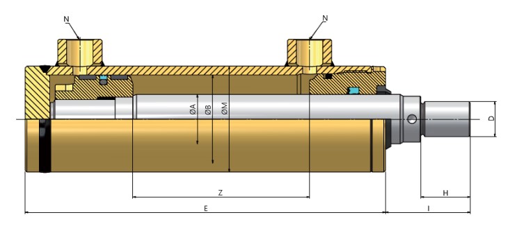 PLAIN BASE END, THREADED ROD, DOUBLE ACTING HYDRAULIC CYLINDER