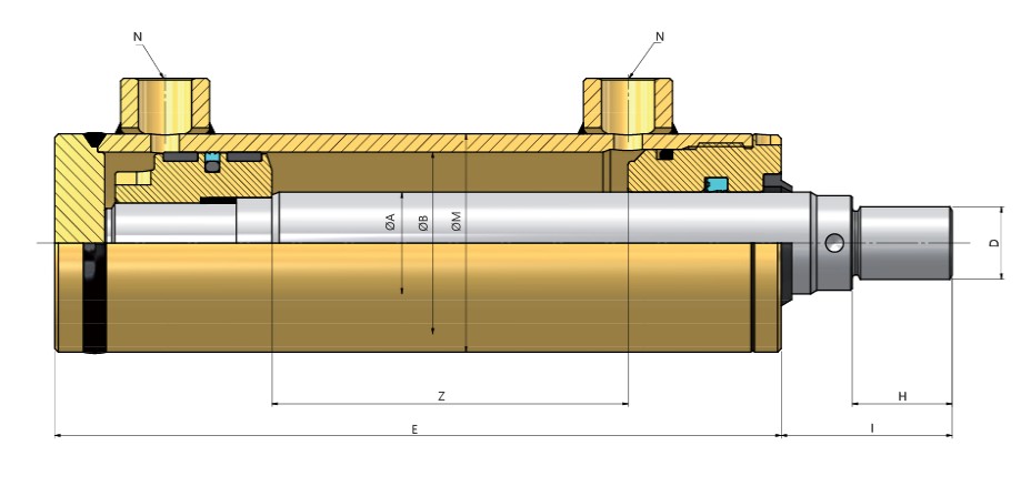 PLAIN BASE END, PLAIN ROD, DOUBLE ACTING HYDRAULIC CYLINDER