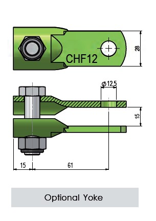 Optional Yoke / Female Clevis for 2550100RN Brake Ram Ø12.5mm