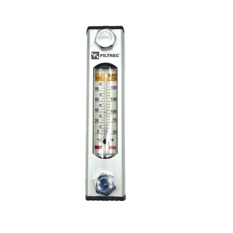 127mm Filtrec oil level indicator, M12 x 1.75 thread, with temperature gauge