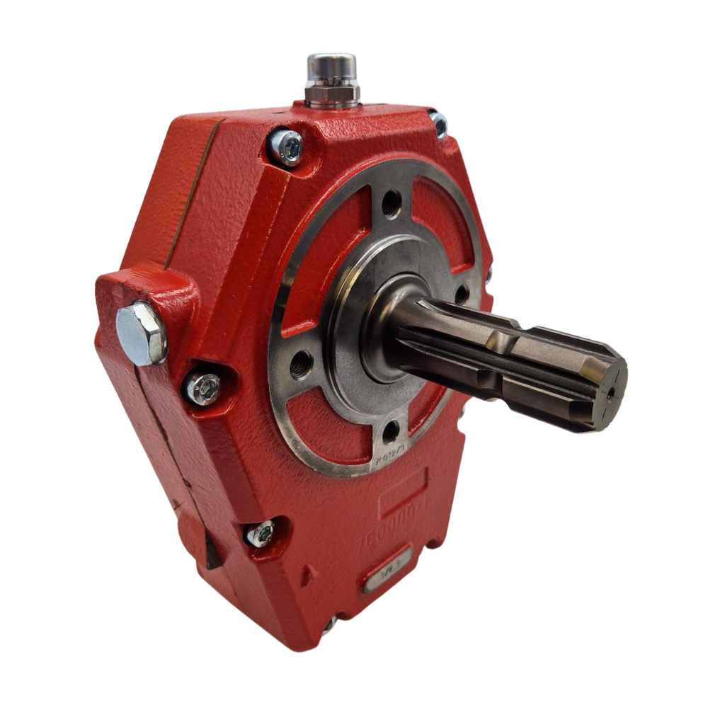 Hydraulic Series 70012 Cast Iron PTO Gearbox, Group 3, Male Shaft, Ratio 1:3:8