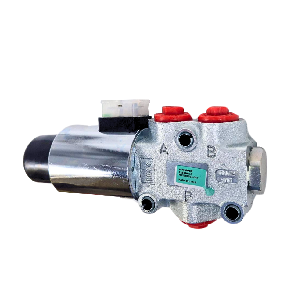 Walvoil, 12V DC, 3 Ways, 1/2" BSP, Open Centre, Galvanized Solenoid Diverter Valve, DFE102/3A18ES-W202-12VDC-CRZ