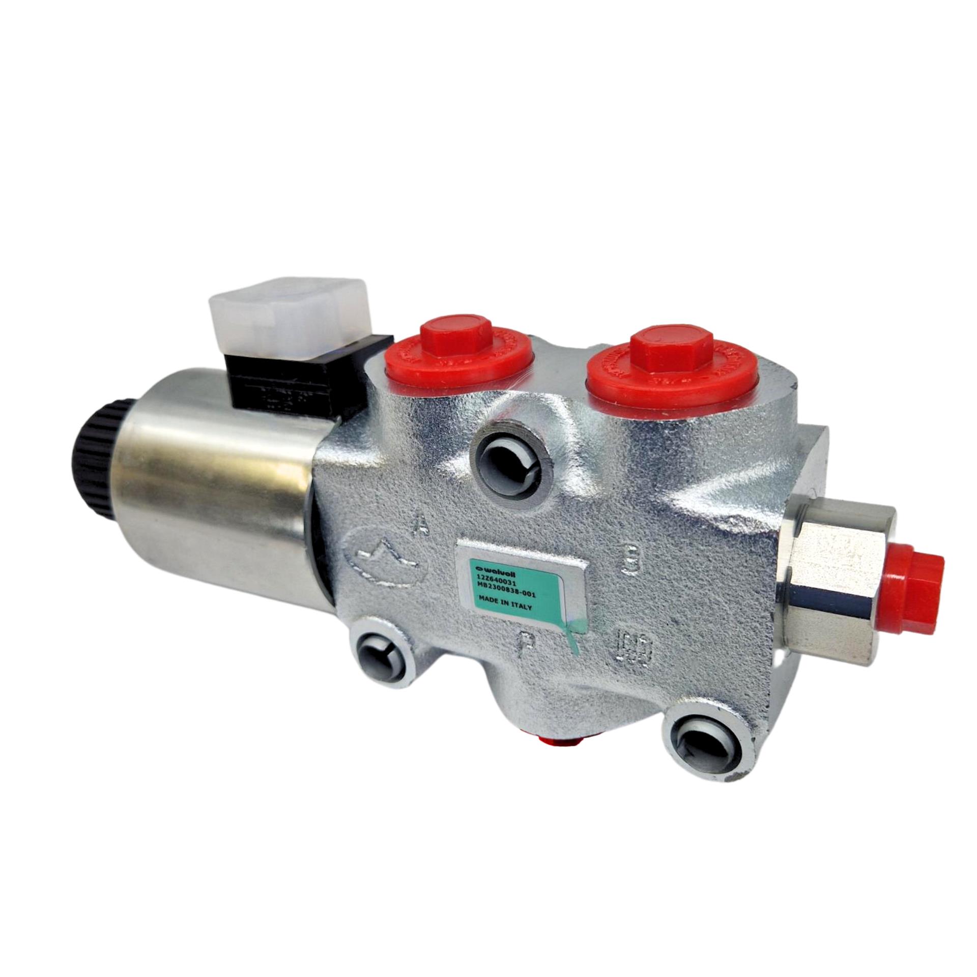 Walvoil, 24V DC, 3 Ways, 3/4" BSP, Open Centre, Drain Port, Solenoid Diverter Valve,  DFE20/3A18ES-Y200-24VDC-CRZ