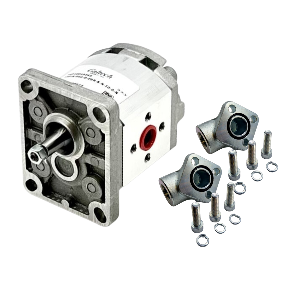 Walvoil Hydraulic Group 1, 0.89CC, Clockwise, Gear Pump Complete With Elbow Port Connectors 26mm x 26mm