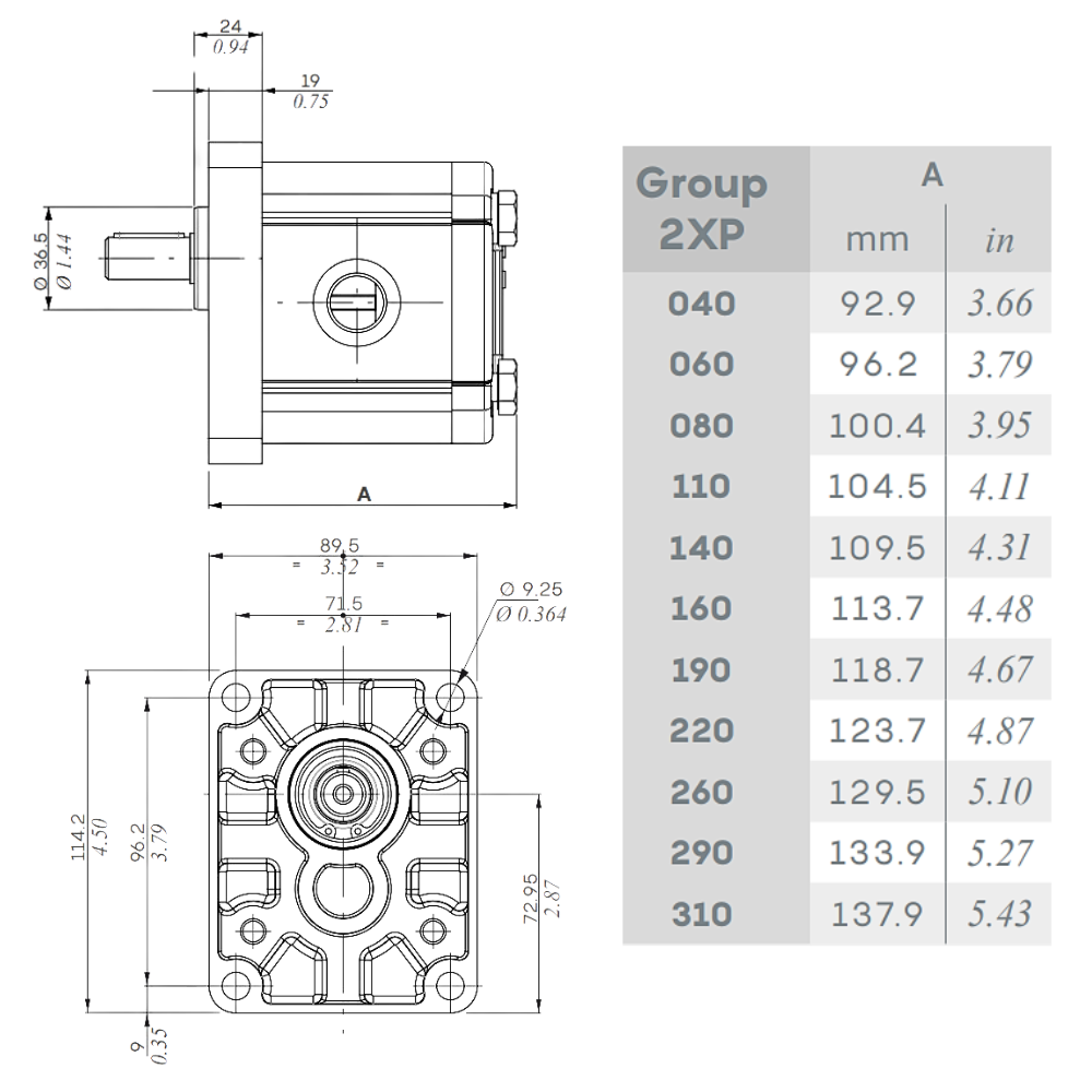 Walvoil 2XP Hydraulic Gear Pump, Group 2, 4.1CC, Clockwise, 1/2" BSP Inlet & Outlet, EU 4 Bolt 1/8 Taper Walvoil 2XP Hydraulic Gear Pump, Group 2, 4.1CC, Clockwise, 1/2" BSP Inlet & Outlet, EU 4 Bolt 1/8 Taper