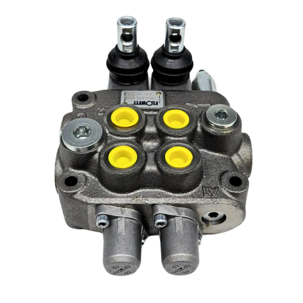 Flowfit 2 Bank Monoblock Valve, 3/8 BSP, 45 L/Min Double Acting Cylinder Spool 3 Positions Flowfit 2 Bank Monoblock Valve, 3/8 BSP, 45 L/Min Double Acting Cylinder Spool 3 Positions