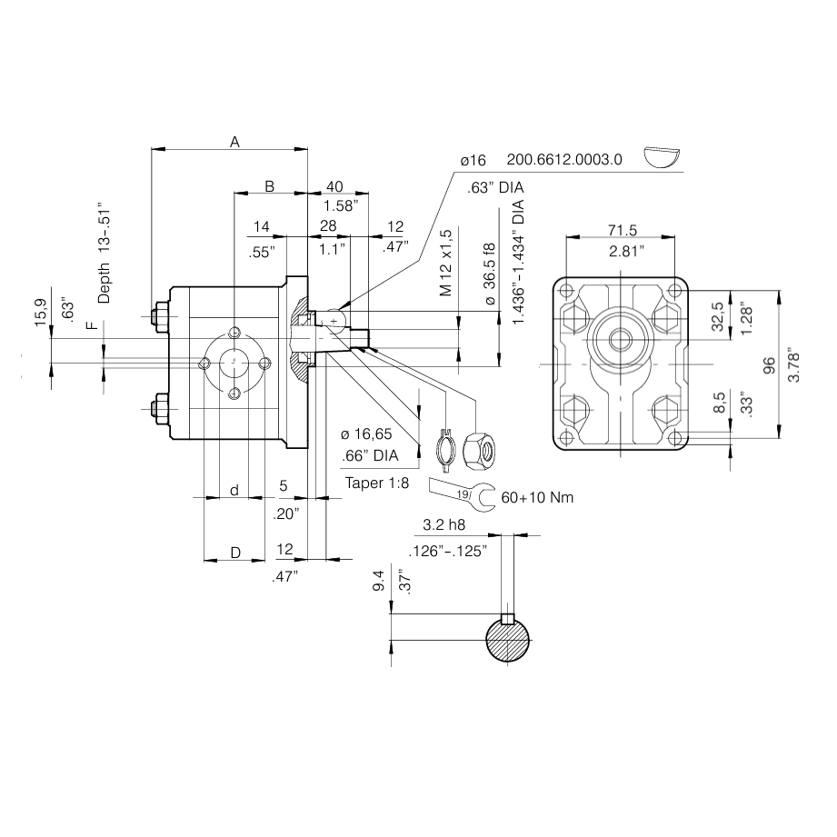 Bucher AP200/8.5D218, 8.5 CC/REV, 12.2L/min At 1440 RPM, 200102313226